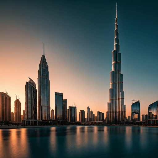 Dubai skyline at sunset